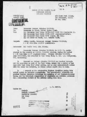 COMCRUDIV 13 - Report of Operations, Period 6/6-27/44 - Saipan Island (Marianas) Operation