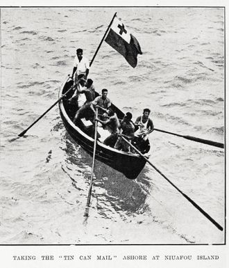 Taking the 'the can mail' ashore at Niuafou Island