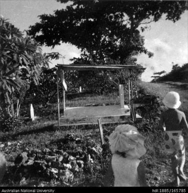 Philp and Wendy Edwards at Ocean Island cemetery