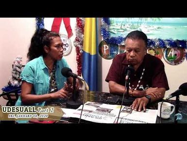 host Ngirmang Moses and co - hostess ms. Irene Olkeriil on Udesuall Part 2 (01/08/2021)