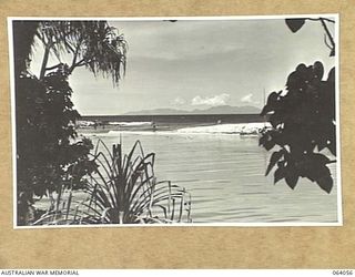 SAZOMU, NEW GUINEA. 1944-01-22. VIEW FROM THE MOUTH OF THE SAZOMU RIVER LOOKING ACROSS THE VITIAZ STRAITS WITH UMBOI ISLAND IN THE DISTANCE