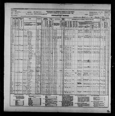 1940 Census Population Schedules - Hawaii - Honolulu County - ED 2-183
