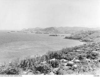 PAPUA. 1942-08-18. VIEW OF ELA BEACH ROAD AND BAY FROM KONEDOBU HILL, AT BACK OF PORT MORESBY TOWNSHIP