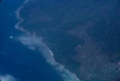[Aerial view of coastline on Espiritu Santo, Vanuatu]