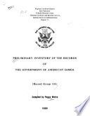 Preliminary inventory of the records of the government of American Samoa (Record group 126)