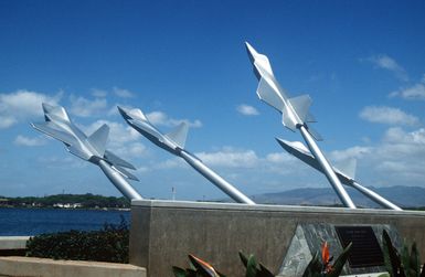 Missing Man Formation, MIA Memorial at Hickam Air Force Base, Hawaii Air National Guard. Rear view of the memorial