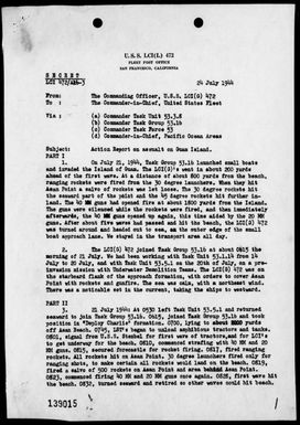 LCI(G)-472 - Rep of opers in support of the invasion of Guam Island, Marianas, 7/21/44