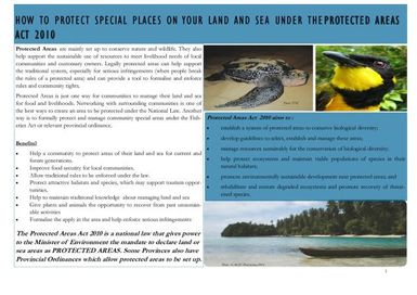 How to protect special places on your land and sea under the Protected Areas Act 2010