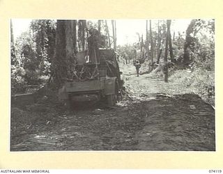 HANSA BAY, NEW GUINEA. 1944-06-17. A WATER CART ABANDONED BY THE JAPANESE DURING THEIR RETREAT