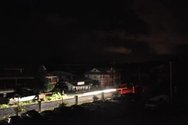 Earthquake ^ Flooding ^ Tsunami - Pago Pago, American Samoa, November 20, 2009 -- A passing car lights part of a large area of southwestern Tutuila island, including the Joint Field Office for Disaster 1859, that was without electricity for 55 minutes early Friday. The scheduled outage also affected the airport but was timed to occur after the bi-weekly flight to Honolulu had departed. The shutdown allowed circuits to be reconfigured for new generators being installed as part of America Samoa's recovery from the September 29, 2009 earthquake, tsunami and flooding. Richard O'Reilly/FEMA