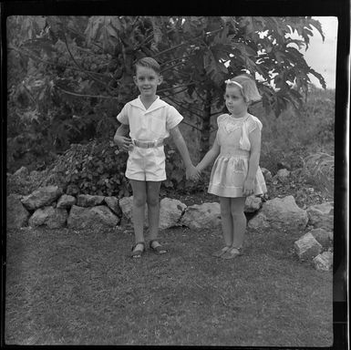 Lee family children in the garden, Fiji
