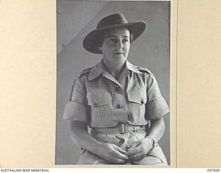 LAE, NEW GUINEA. 1945-10-04. LIEUTENANT COLONEL M.J. SPENCER, ASSISTANT CONTROLLER, AUSTRALIAN WOMEN'S ARMY SERVICE, HEADQUARTERS FIRST ARMY