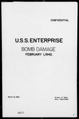 BUSHIPS - USS ENTERPRISE â Bomb Damage, 2/1/42, Marshall Islands