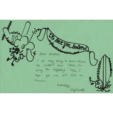 Card mailed to Boston Medical Center from student in Hawaii