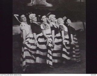 SOGERI VALLEY, NEW GUINEA. 1943-06-29. THORP'S TROOPERS, THE CONCERT PARTY OF THE 113TH AUSTRALIAN CONVALESCENT DEPOT. BALLET ARE FROM LEFT TO RIGHT: VX138450 PRIVATE (PTE) R. A. MAES; NX150683 PTE ..