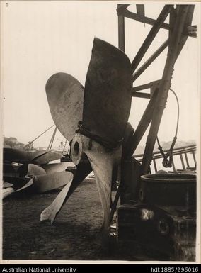 S.S. Fiona, damaged propeller after grounding in Suva Harbour