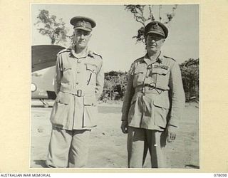 TOROKINA, BOUGAINVILLE ISLAND. 1944-12-15. NX35000 LIEUTENANT GENERAL V.A.H. STURDEE, CB, CBE, DSO, GOC, FIRST AUSTRALIAN ARMY (1) WITH VX13 LIEUTENANT GENERAL S.G. SAVIGE, CB, CBE, DSO, MC, ED, ..