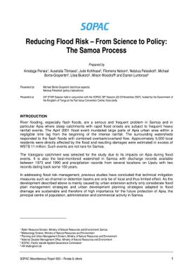 Reducing Flood Risk - From Science to Policy: The Samoa Process