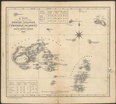 A Map of the Feejee Islands and Friendly Islands, in the South Pacific Ocean [in] 1850