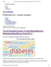 Naval Hospital Guam: Controlling Diabetes, Reducing Healthcare Costs