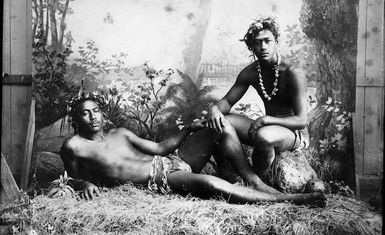 Men dressed for dancing, Tahiti