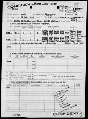 VS-66 - ACA Rep #84 - Air opers against the Marshall Islands on 7/31/45