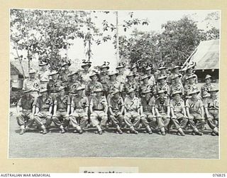 LAE, NEW GUINEA. 1944-11-11. WARRANT OFFICERS AND SERGEANTS OF THE 112TH CONVALESCENT DEPOT. IDENTIFIED PERSONNEL ARE: SERGEANT J. SAMUELS (1), SERGEANT W. HODGSON (2), SERGEANT A.J. SWAN (3), ..