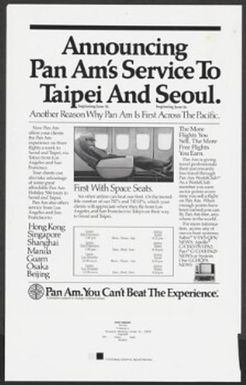 Announcing Pan Am's Service To Taipei And Seoul.