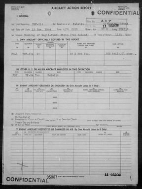 VMF-114 - ACA Form Rep #18-44 - Rep of Bombing Gagil-Tomil Air Strip, Yap Is, Carolines, 11/13/44