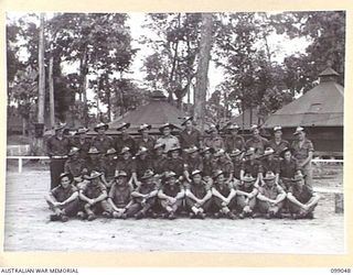 TOROKINA, BOUGAINVILLE. 1945-11-24. PERSONNEL OF 16 PLATOON, D COMPANY, 27 INFANTRY BATTALION. (FOR IDENTIFICATION OF 36 NAMED PERSONNEL REFER TO PROVISIONAL CAPTION OR NAME INDEX)