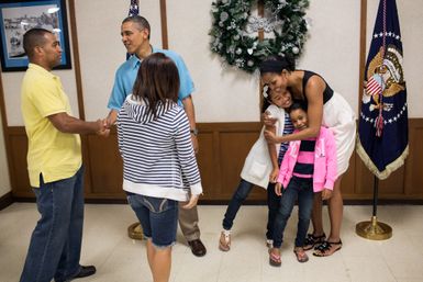 President Barack Obama and First Lady Michelle Obama at Marine Corps Base Hawaii