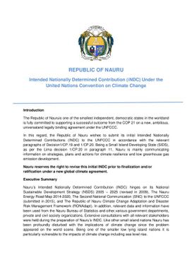 REPUBLIC OF NAURU - Intended Nationally Determined Contribution (iNDC) Under the United Nations Convention on Climate Change