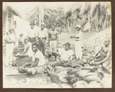 Solomon Island workers making copra. From the album: Samoa