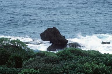 The rocky coastline of Orote Point