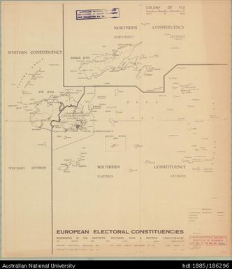 Fiji, European Electoral Constituencies, Administration, 1962, 1:1 500 000