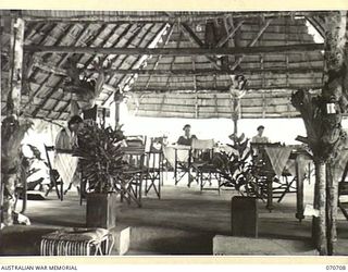 SEVENTEEN MILE, PORT MORESBY, PAPUA, NEW GUINEA, 1944-03-01. A SECTION OF THE SISTER'S MESS AT THE 2/9TH GENERAL HOSPITAL WHERE SISTERS CAN STUDY AND WRITE LETTERS