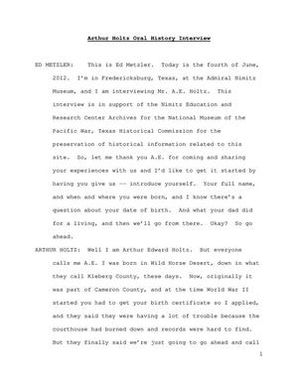 Oral History Interview with Arthur Holtz, June 4, 2012