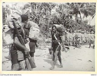 LOSSUK BAY, NEW IRELAND. 1945-10-19. AN AUSTRALIAN NEW GUINEA ADMINISTRATIVE UNIT ADMINISTRATIVE HEADQUARTERS WAS SET UP AT KAVIENG WITH CAPTAIN F.N.W. SHAND, ANGAU DISTRICT OFFICER IN CHARGE, TO ..