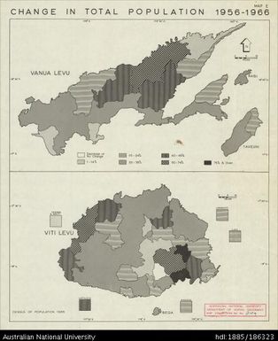 Fiji, Change in Total Population 1956-1966, Census, Sheet E, 1966, 1:633 600