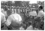 Ve'ehala Leilua (in black shirt) and mā'ulu'ulu dancers of Queen Sālote College.