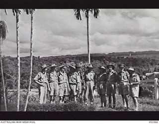 KOITAKI, NEW GUINEA. 1943-06-30. OFFICERS OF THE 2/2ND AUSTRALIAN CASUALTY CLEARING STATION. LEFT TO RIGHT: NX76363 MAJOR (MAJ) H. B. GATENBY; VX104009 MAJ J. G. JOHNSON; VX9919 CAPTAIN (CAPT) J. ..
