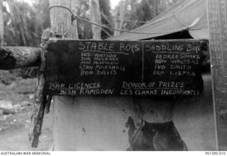 AITAPE WEWAK AREA, NEW GUINEA. 1944-09-12. POSTER FOR THE WEWAK WELTER, A RACE GAME BASED ON BOMBING RAIDS IN THE AREA BY MEMBERS OF NO. 8 AND NO. 100 SQUADRONS RAAF. IT INCLUDES A LIST OF THE ..