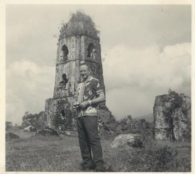 Steeple of buried church at Cagsawa near Mt Mayon volcano, Philippines, 1967 / Albert Speer