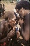 The panpipers accompanying the sango dancers