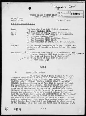 COMTASK-UNIT 52.10.8 - Report of Operations on 14 and 15 June 1944 in Support of Assault on Saipan Island, Marianas Islands