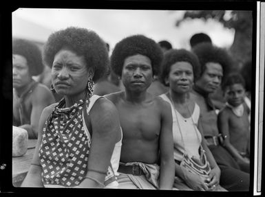Group of unidentified locals in street, Port Moresby, Papua New Guinea