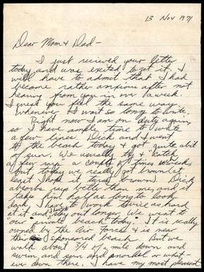 [Letter From Donald F. Baker to His Parents, November 13, 1971]