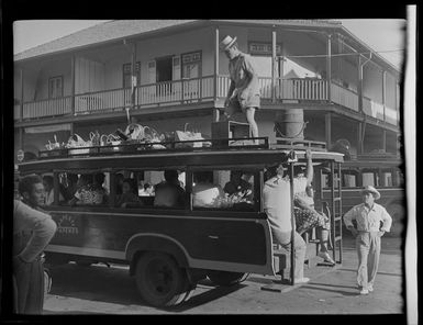 Passengers on board bus, Papeete, Tahiti