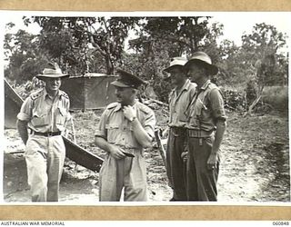 NEW GUINEA. 1943-11-20. NX8 LIEUTENANT GENERAL SIR LESLIE MORSHEAD KCB KBE CMG DSO ED, GENERAL OFFICER COMMANDING, NEW GUINEA FORCE AT THE 18TH AUSTRALIAN INFANTRY BRIGADE CHAMPIONSHIPS WHICH WERE ..