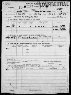 VMTB-232 - ACA rep #58 - Gilde bombing Yap Airstrip, Yap Is, Carolines on 3/14/45